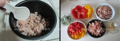 彩椒鸡丁红豆饭的做法图解