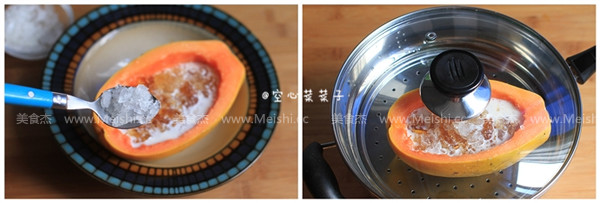 木瓜牛奶炖桃胶的家常做法